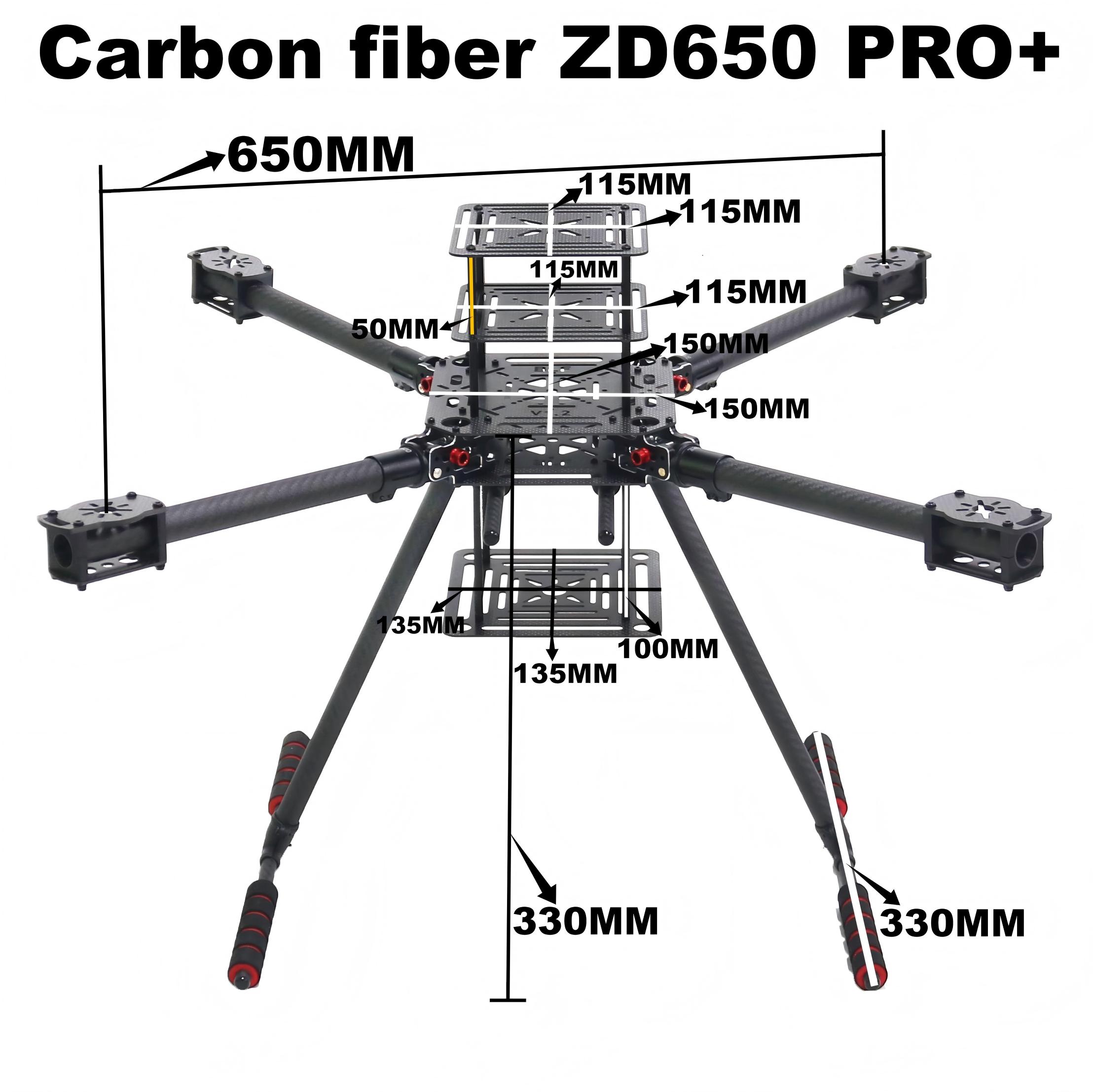 Heavy Lift Drone Frame - RCtoSky ZD650 PRO+ 650mm Ardupilot Carbonfaser-Quadcopter-Rahmen